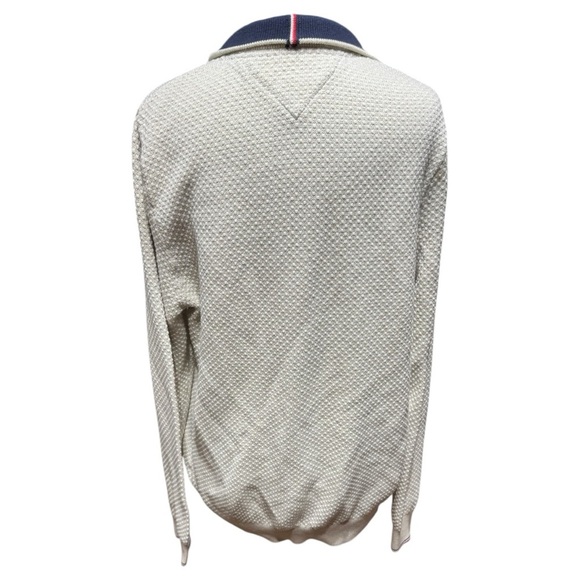 Tommy Hilfiger Men’s Zip-Up Cable Knit Sweater – Oatmeal – Size Large - Picture 3 of 8